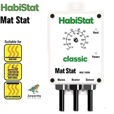 HabiStat Mat Stat Reptile Thermostat White 300W | Accurate Control For Heat Mats • £32.99