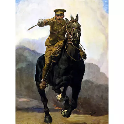 Forward Victory Cavalry Soldier WWI War Advert Extra Large Art Poster • £18.49