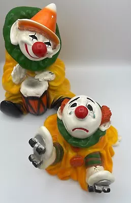 Vintage 1979/80 Universal Statuary Corp. Chalkware Set Of Two Collectible Clowns • $100