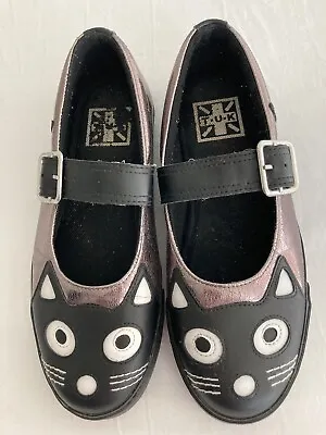 T.U.K. Black Cat Kitty Mary-Jane Casual Creeper Sneakers Women’s 8 Pink Graphite • $39