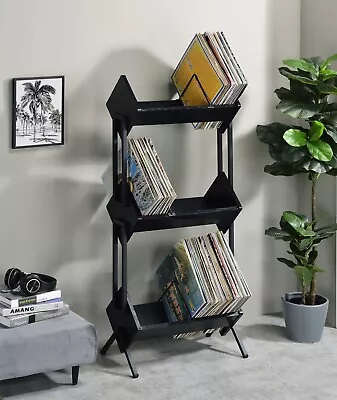 Musiea 3 Tier Vinyl Record Holder LP Storage Shelf Record Storage Rack Black • $75.90