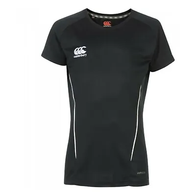 Canterbury Womens Vapodri Sports Top.team Dry Black Short Sleeved Rugby T Shirt. • £16.99