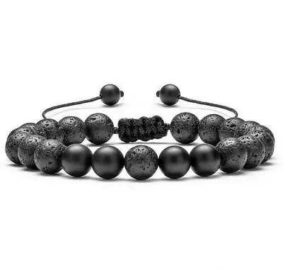 Fashion 8mm Wood Beads Bracelet Natural Stone Charm Men Women Adjustable Jewelry • $6.69