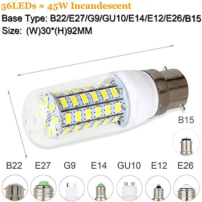 Led Bulbs Daylight E27 E26 B22 E14 G9 5730 SMD Corn Light Bulb Save Energy Lamp • $2.19