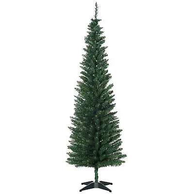 £23.99 • Buy HOMCOM 6FT Pencil Slim Artificial Christmas Tree With Study Stand Tips Green