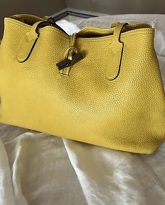 Longchamp Medium Roseau Tote Bag Goldenrod Yellow Pebbled Leather • $185