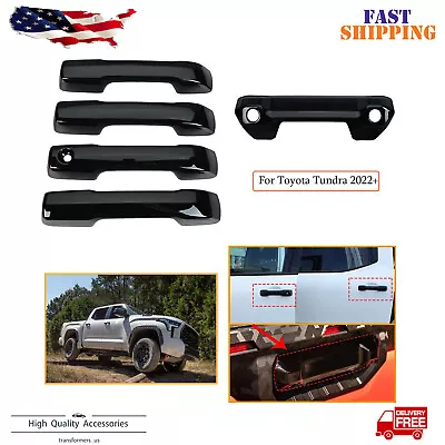 Front & Rear Door Handle Cover Set Gloss Black Fit For Toyota Tundra 2022-2023 • $26.59