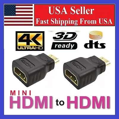 2 X Mini HDMI Male To Standard HDMI Female Adapter Gold Plated HDTV 4K 1080p 3D • $3.64