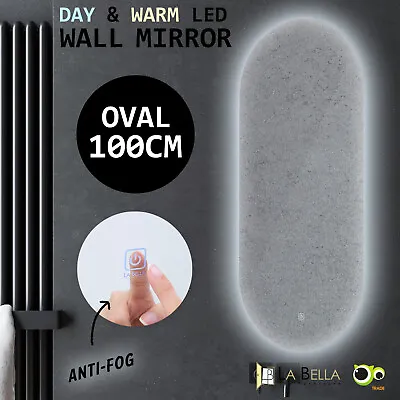 LED Wall Mirror Oval Touch Anti-Fog Makeup Decor Bathroom Vanity 45x100cm • $169.90