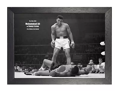 Muhammad Ali Vs. Sonny Liston Knockdown Boxing Legend Black White Sport Photo  • £7.99