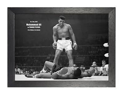 Muhammad Ali Vs. Sonny Liston Knockdown Boxing Legend Black White Sport Photo • $34.10