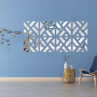 £5.68 • Buy 32X Glass Mirror Tiles Wall Sticker Self Adhesive Square Stick On Art Home Decor