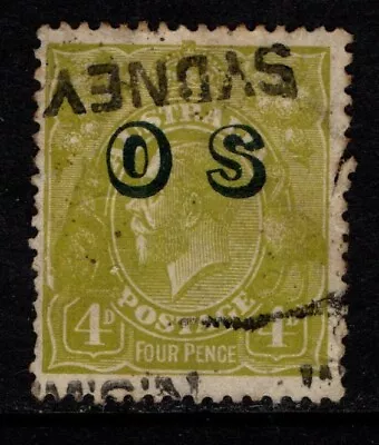 Australia 1932 1933 KGV Four Pence Yellow Olive Sm Multi OS SGO126 Used See Note • $3.50