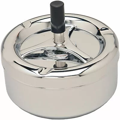 £6.99 • Buy Stainless Steel Cigarette Lidded Ashtray Windproof Smoking Holder 11cm BOXED