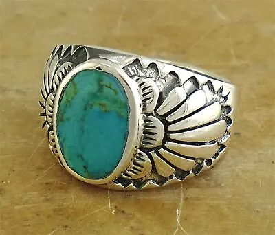 THICK MENS .925 STERLING SILVER TURQUOISE RING Size 14 Style# R1665 • $40.49