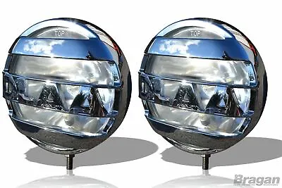 2x 12v 8 Inch Chrome Round Spot Fog Lights Lamp Van Car Pickup Caravan Bus 4x4 • £59.99