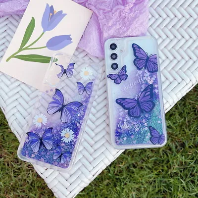 Case For Samsung S23 S22 S21 Ultra S20FE A14 A52S A53 Quicksand Butterfly Cover • $8.79