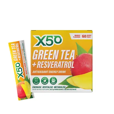 X50 Green Tea Mango Detox Teatox Fat Burner Weight Loss Drink Tribeca Health • $12.95