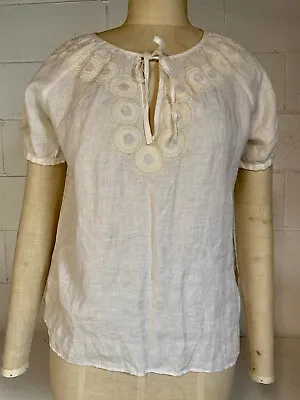 New J.CREW Vintage Closet Embellised Linen Shirt 4 • $40