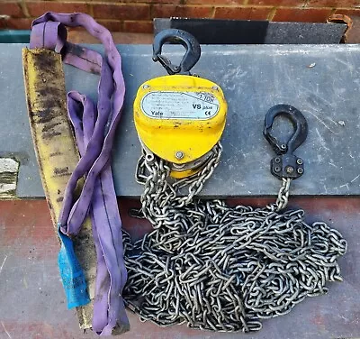 YALE VS-Plus 1 TON BLOCK & TACKLE CHAIN HOIST With TOP HOOK MOUNT & STRAP • £75