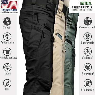 Tactical Mens Cargo Pants Work Combat Pants Outdoor Hiking Waterproof Trousers • $19.94