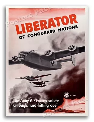 1943 B-24 Liberator Army Air Forces Bomber Vintage Style WW2 Poster - 11x14 • $10.95