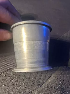 Vintage Aluminum Tin Collapsible Drinking Cup With Lid Camp Travel Compact • $7