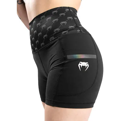 Venum Women's Monogram Compression Shorts - Black/Pink/Gold • $34.99