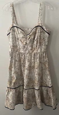 Hot Topic Map Print Swing Dress Sz XL Victorian Steampunk Goth Pockets • $33.99