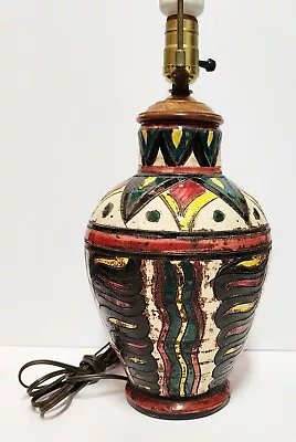 Vintage Italian Sgraffito Deruta Majolica Incised Pottery Electric Lamp Works • $62.40