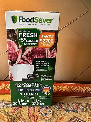 $14 • Buy FoodSaver Quart Size Liquid Block Vacuum Heat-seal Bags 8 X11  12 Count NEW