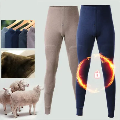 Men Winter Warm Thermal Underwear Cotton Wool Cosy Long Johns Pants Trouser Slim • $41.37