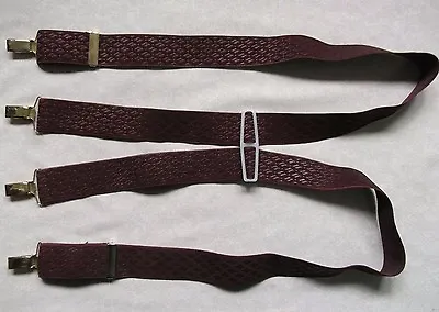 £23.99 • Buy Braces Suspenders Mens Vintage CLIP ON 1970s SKA BURGUNDY