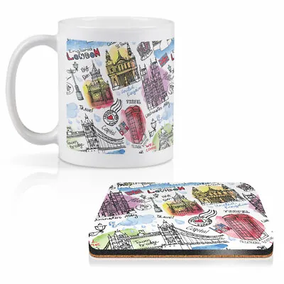 Mug & Square Coaster Set - London Travel Souvenir England   #13032 • £9.99