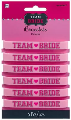 Bachelorette Party Supplies Pink Team Bride Bracelets (6 Pieces) • $9.80