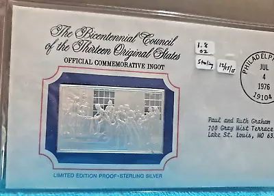 Bicentennial Council Of The 13 Original States Sterling Silver Ingot 07/04/1976 • $54