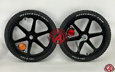 20 X 2.125 6-spoke Mag Rim W/ Old School Bmx Motocross-grip Tires Scrambler Bike • $187.49