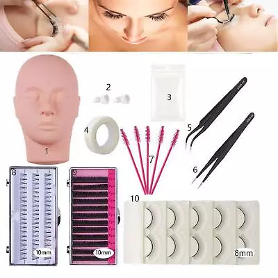 Eyelash Extension Kit Mannequin Training Head Make Up Practice Set • $24.99