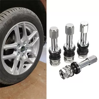 4Pcs TR48 Bolt On Tire Valve Stem Chrome Metal High Pressure Flush W/ Stem Cap • $6.19