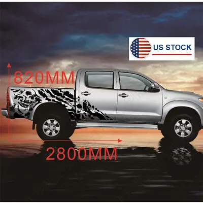 2x Car Truck Side Vinyl Sticker 4X4 Off Road Pickup Decal Skull Graphics Black • $35.48