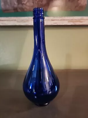 Cobalt Blue Glass ACQUA Della MADONNA Embossed Teardrop Bottle Made In Italy 10  • $15