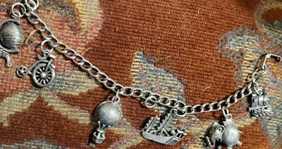 Vintage Charm Bracelet  Six Charms 1800s Modes Of Travel  • $22