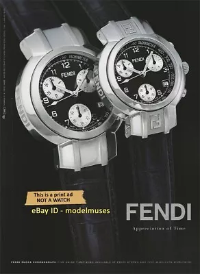 Vintage FENDI Watches 1-Page Magazine PRINT AD Fall 1998 Zucca Chronograph • $7