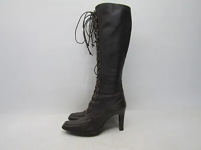 Michael Kors Womens Size 9 M Brown Leather Laces Knee High Fashion Boots • $56.04