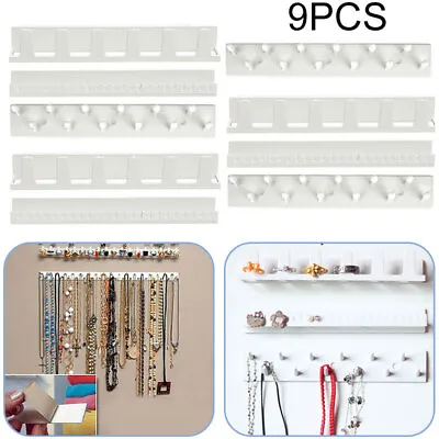 3 Type 9pcs Jewelry Necklace Organizer Holder Hanger Self-Adhesive Wall Mounted • £8.01