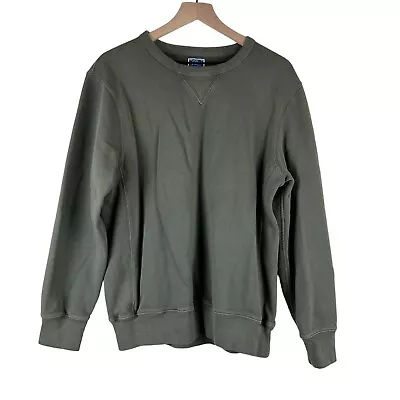 J. Crew Mens Olive Garment Dyed French Terry Crewneck Sweatshirt Size Large • $29.99