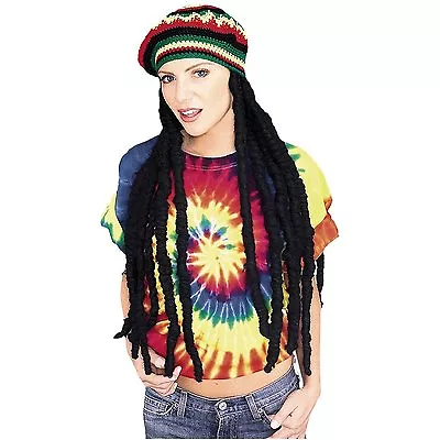 Bob Marley Costume Dress Rasta Reggae Beanie Hat With Dreadlocks Wig Jamaican • $18.99