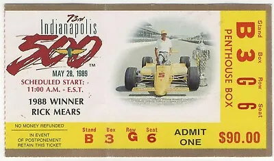 1989 INDY 500 Ticket Stub EMERSON FITTIPALDI Winner 5/28 Creases YELLOW Racing • $9.99