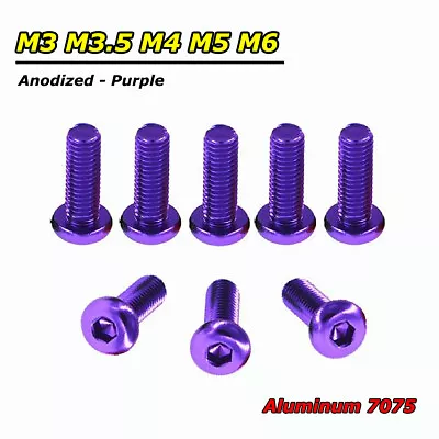 M3/3.5/4/5/6 Aluminum Button Head Hex Socket Screw Allen Bolts Anodized Purple • $3.59