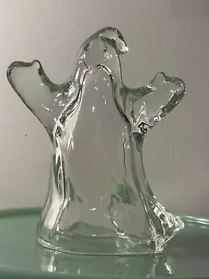 Fenton Mould Halloween Ghost Figurine Glossy Crystal Clear Glass Mosser Made New • $65